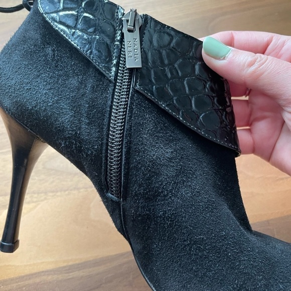 NADIA Neri suede mix fabric pointy toe heels - Picture 9 of 10